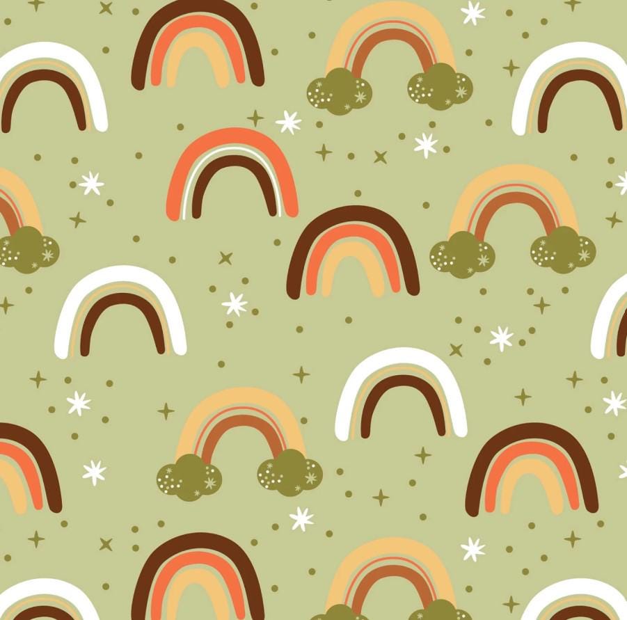 David Textiles ~ RAINBOW SCATTER ~ FLANNEL ~ Green ~ Sold by the 1/2 Yard