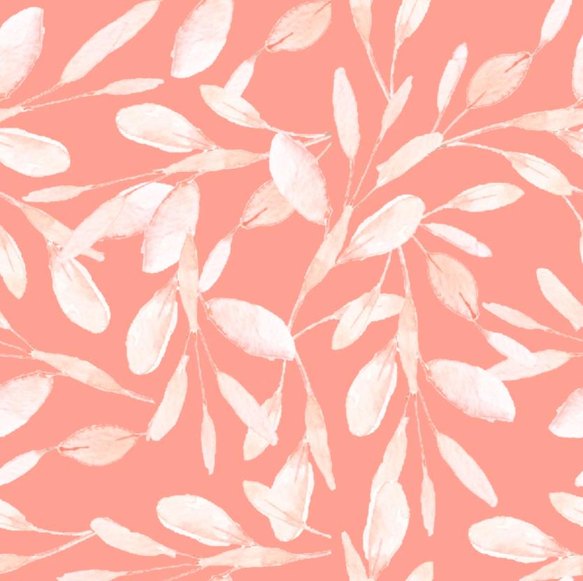 3 Wishes Fabric ~ VINE ~ FLANNEL ~ Coral and White ~ Sold by the 1/2 Yard