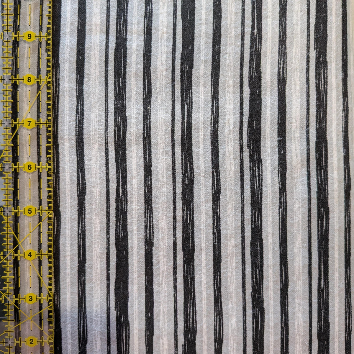 3 Wishes Fabric ~ Black and Grey Stripes ~ FLANNEL ~ Black and White ~ Sold by the 1/2 Yard