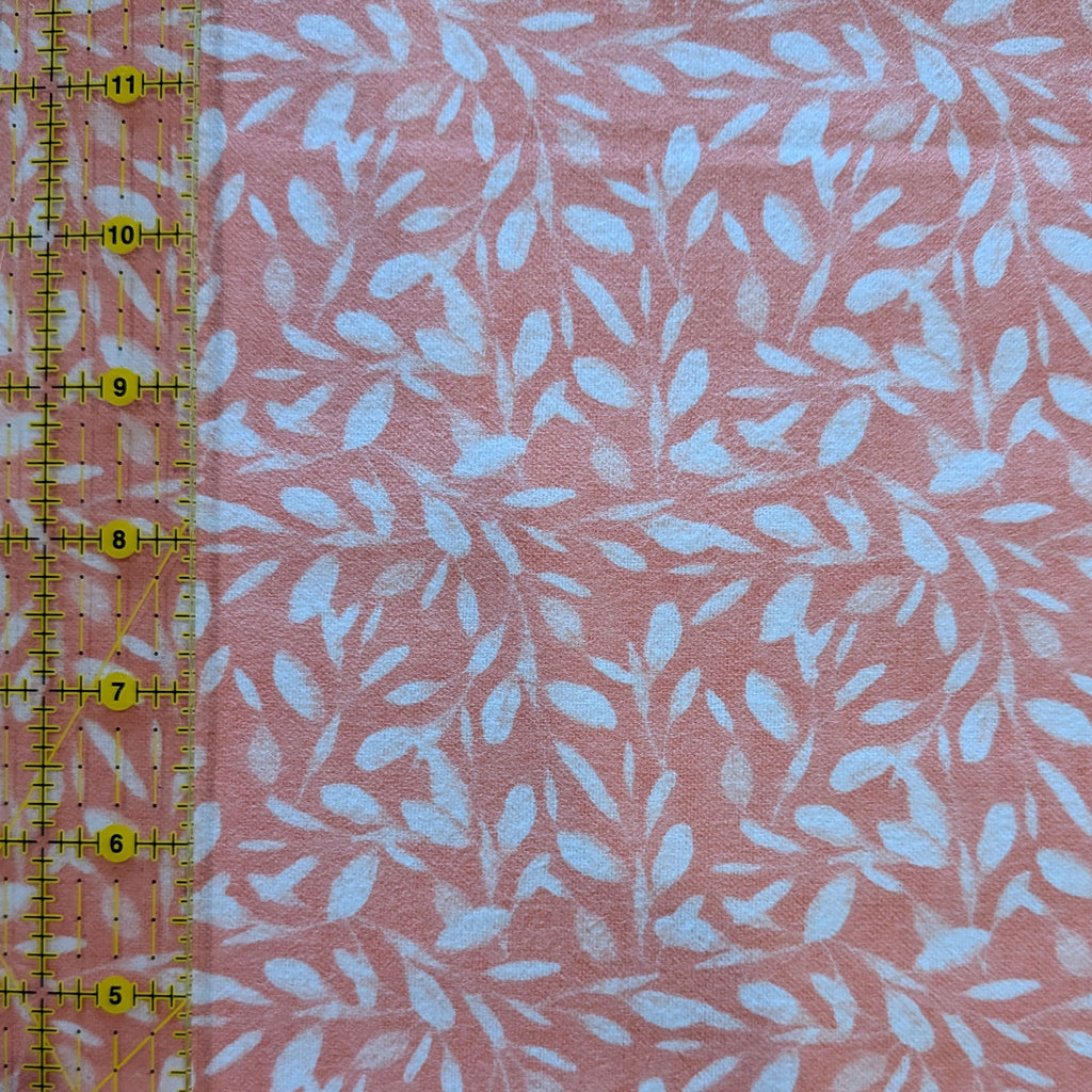 3 Wishes Fabric ~ VINE ~ FLANNEL ~ Coral and White ~ Sold by the 1/2 Yard