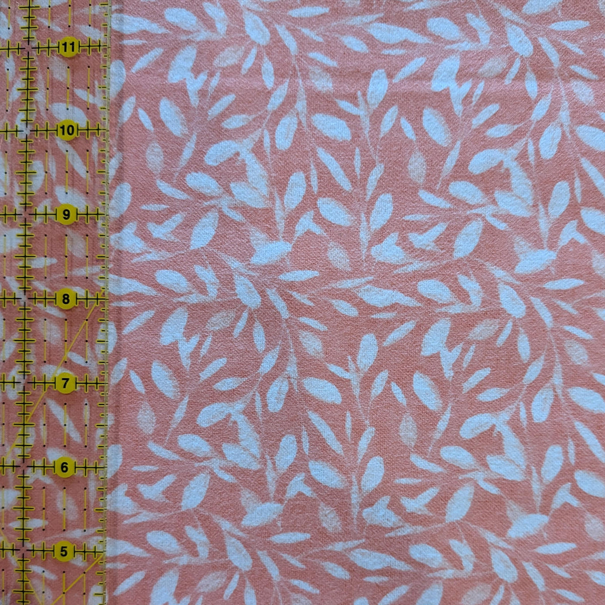 3 Wishes Fabric ~ VINE ~ FLANNEL ~ Coral and White ~ Sold by the 1/2 Yard