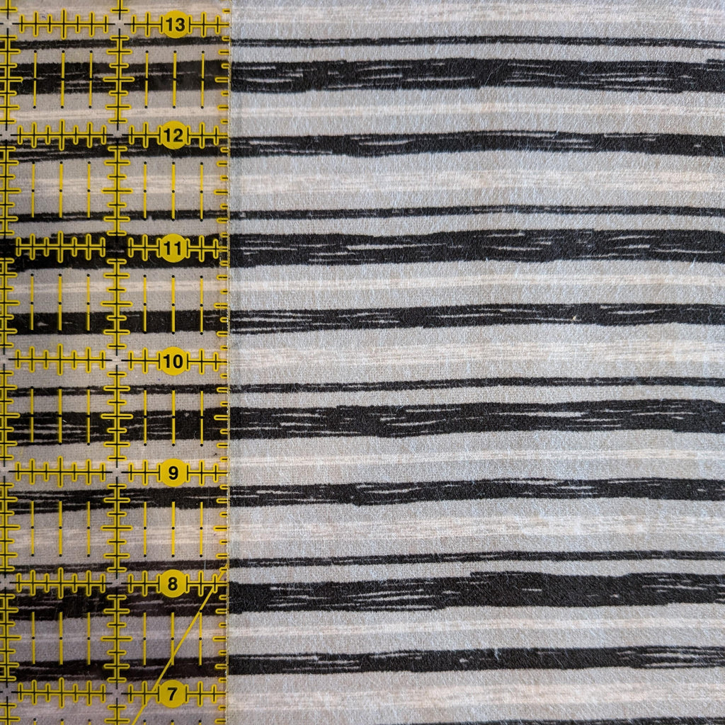 3 Wishes Fabric ~ Black and Grey Stripes ~ FLANNEL ~ Black and White ~ Sold by the 1/2 Yard