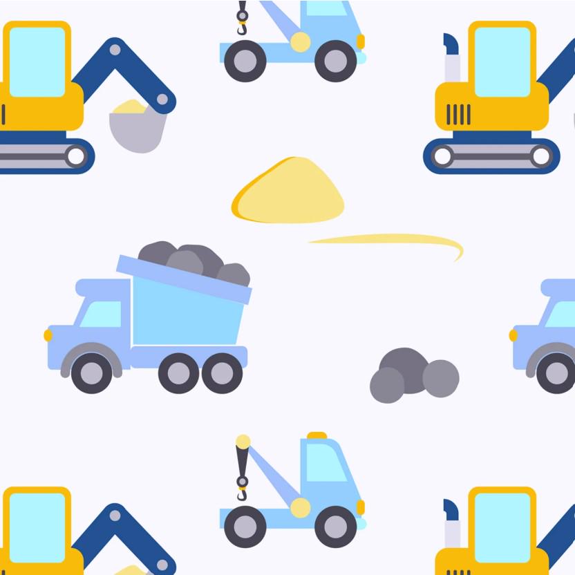 David Textiles ~ BABY CONSTRUCTION ~ FLANNEL ~ Blue ~ Sold by the 1/2 Yard