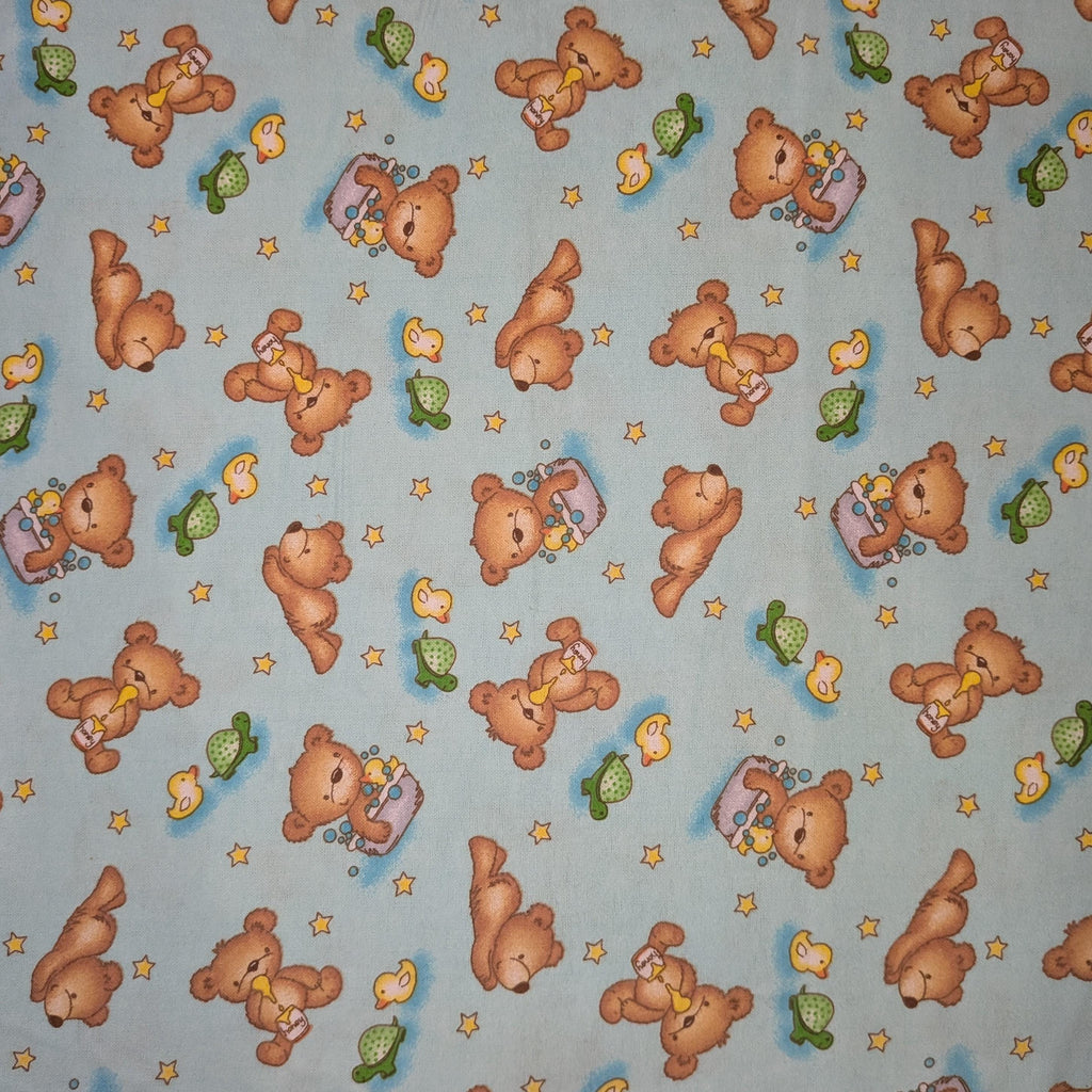 A.E. Nathan ~ TEDDY BEAR ~ FLANNEL ~ Aqua ~ Sold by the 1/2 Yard