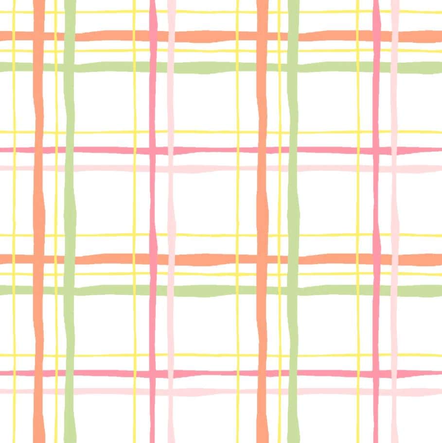 3 Wishes Fabric ~ PLAID WHITE ~ FLANNEL ~ Peach, Green, Pink, and Yellow ~ Sold by the 1/2 Yard