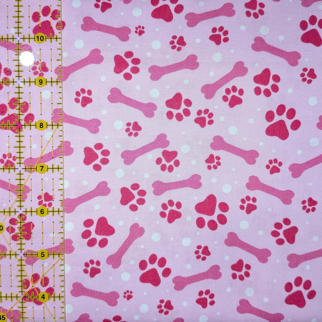 David Textiles ~ PAWS AND BONES (Potpourri of Novelty) ~ Blue, Green, or Pink ~ Sold by the 1/2 Yard