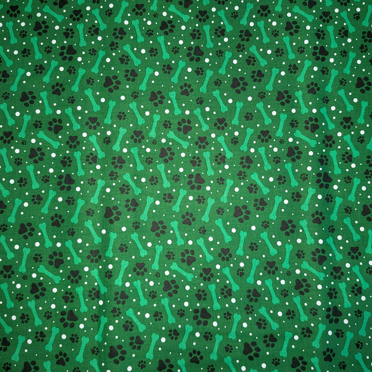 David Textiles ~ PAWS AND BONES (Potpourri of Novelty) ~ Blue, Green, or Pink ~ Sold by the 1/2 Yard