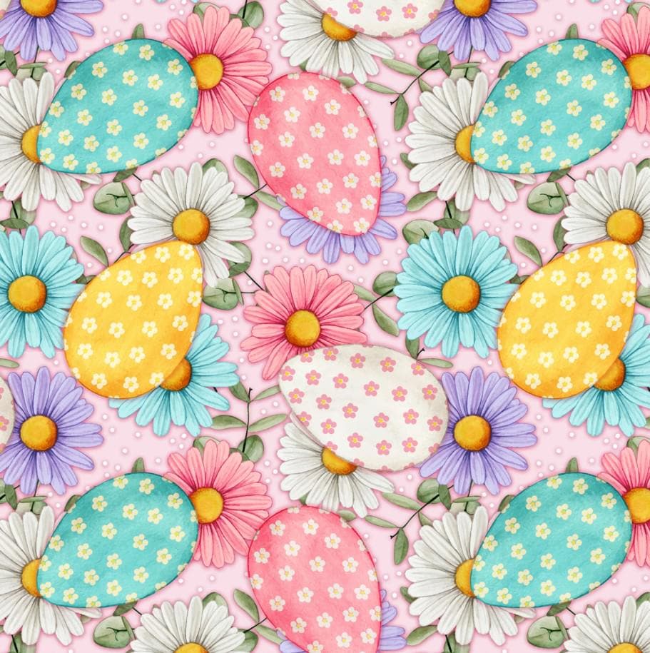 David Textiles ~ SPRING EGGS (Sweet Spring) ~ Pink ~ Sold by the 1/2 Yard