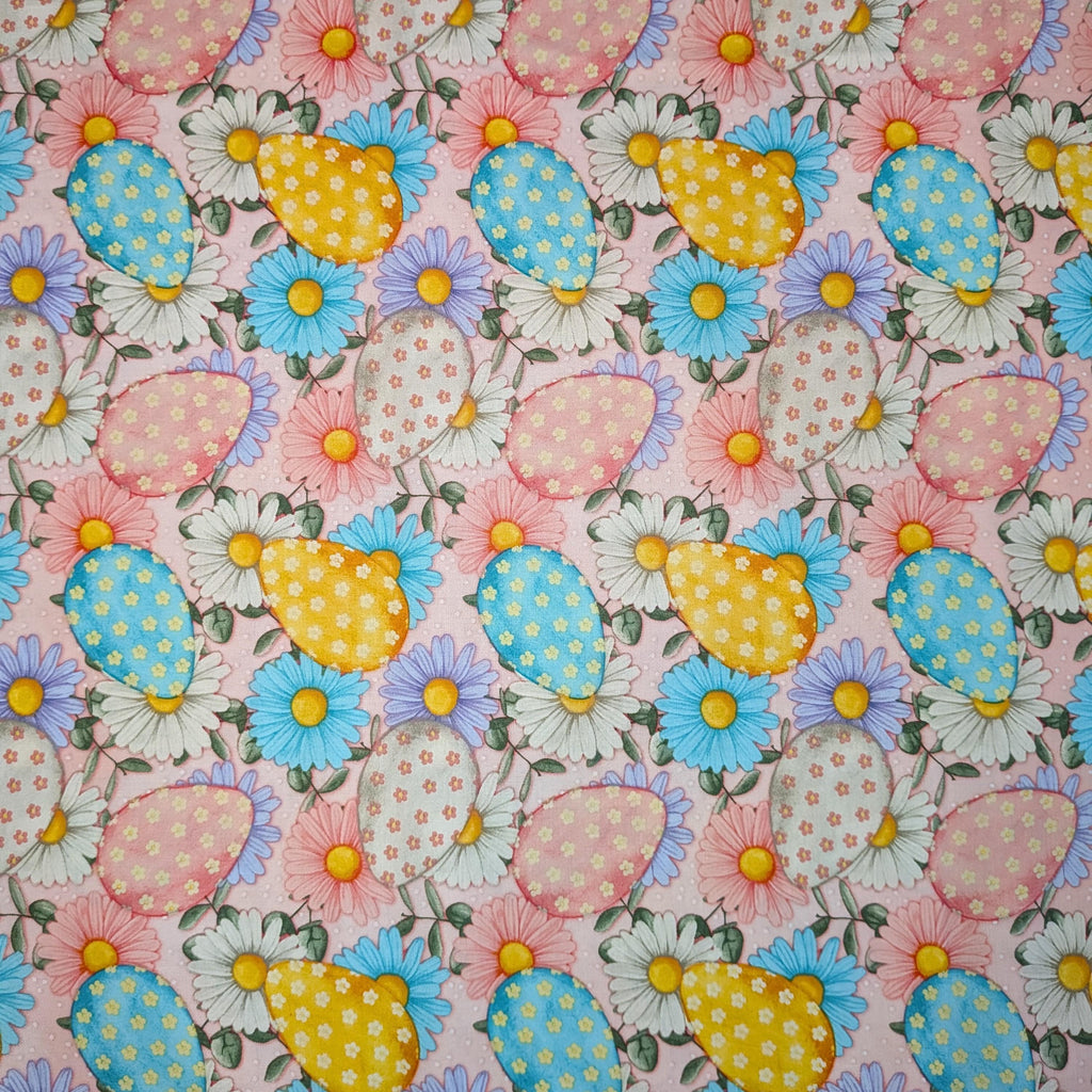 David Textiles ~ SPRING EGGS (Sweet Spring) ~ Pink ~ Sold by the 1/2 Yard
