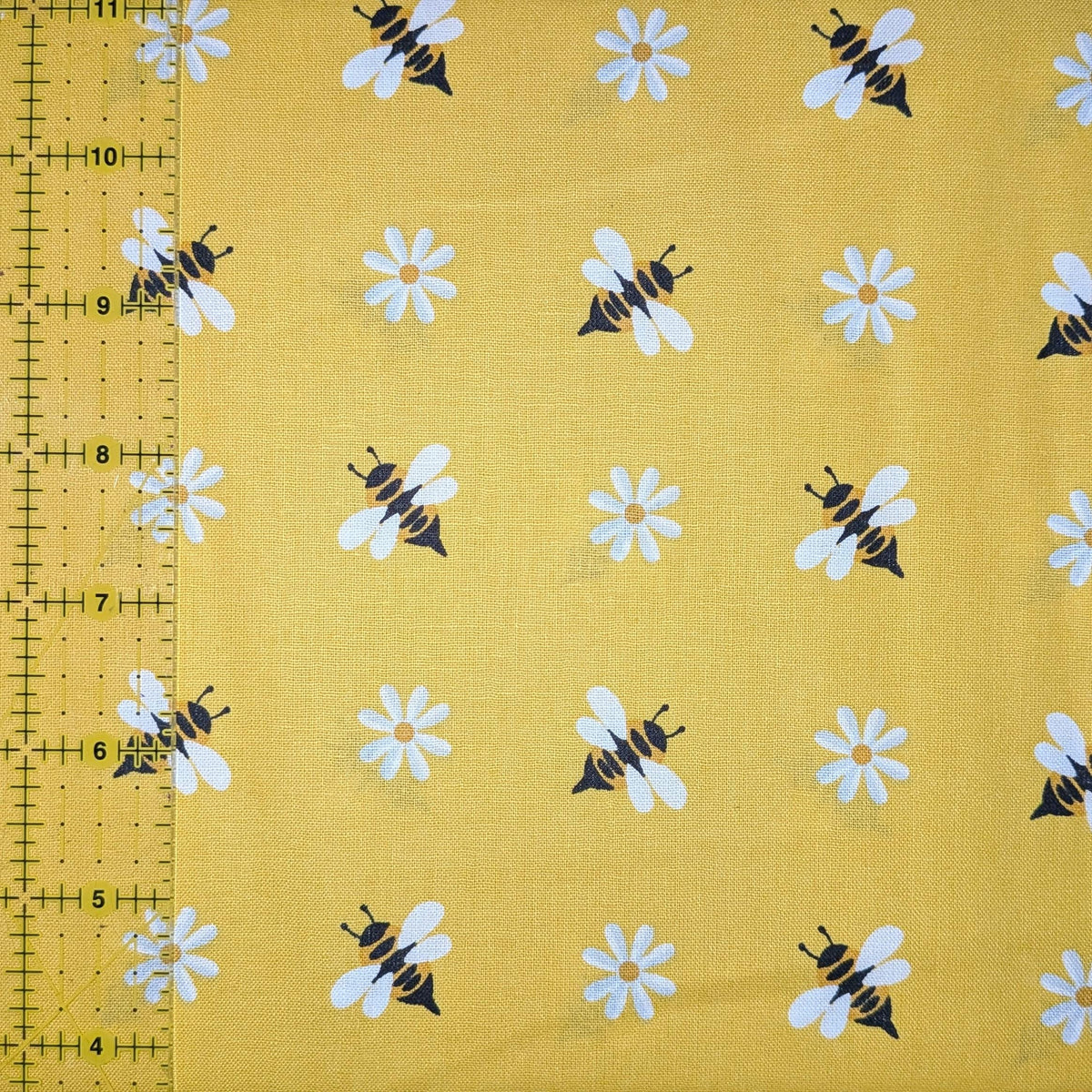 David Textiles ~ SIMPLE BEES (Potpourri of Novelty) ~ Yellow ~ Sold by the 1/2 Yard