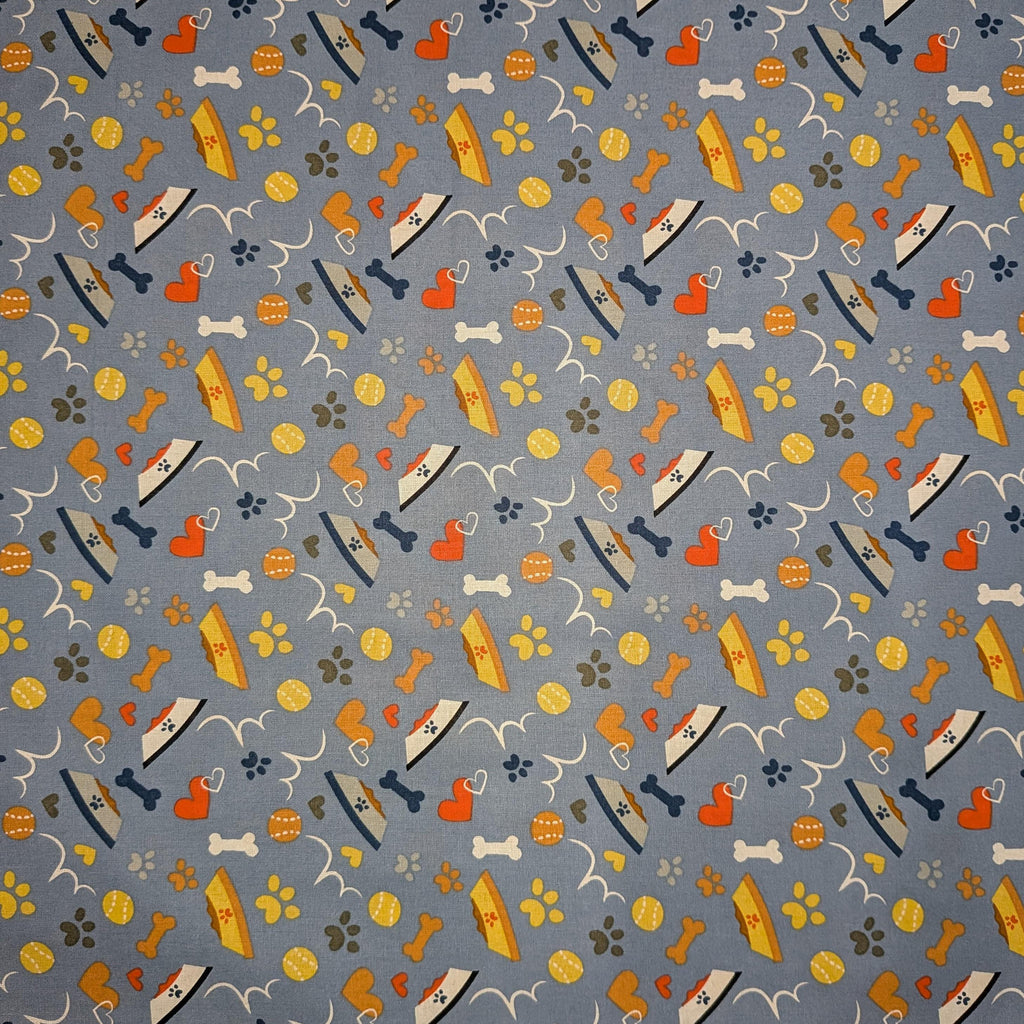 David Textiles ~ GOOD PUPPY PLAY (Potpourri of Novelty) ~ Lavender ~ Sold by the 1/2 Yard