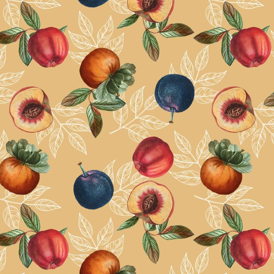 David Textiles ~ FRESH FRUIT TOSS (Potpourri of Novelty) ~ Beige~ Sold by the 1/2 Yard
