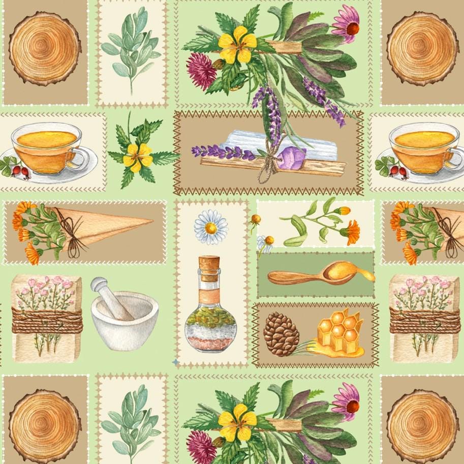 David Textiles ~ APOTHECARY (Potpourri of Novelty) ~ Multi ~ Sold by the 1/2 Yard