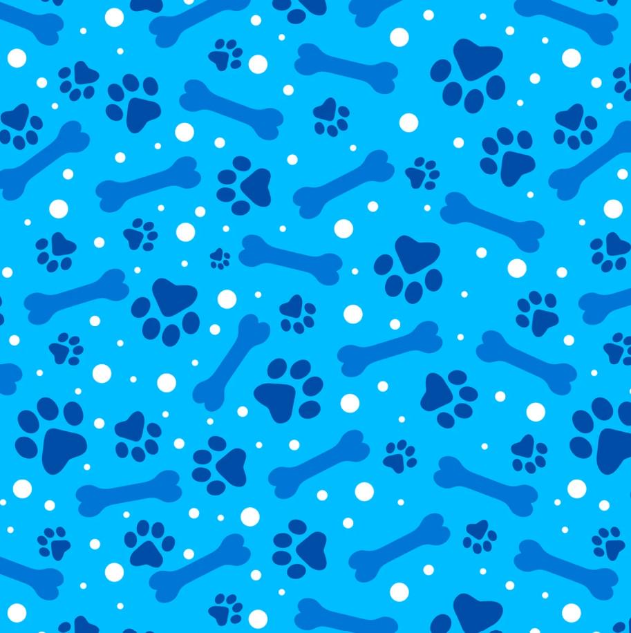 David Textiles ~ PAWS AND BONES (Potpourri of Novelty) ~ Blue, Green, or Pink ~ Sold by the 1/2 Yard