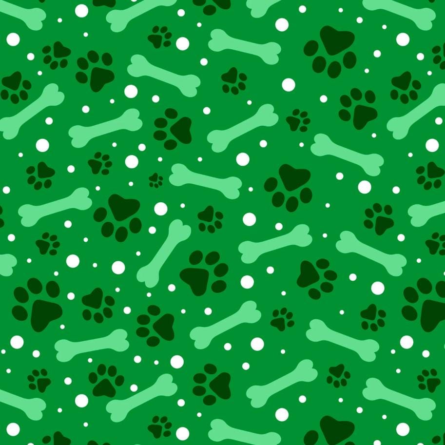David Textiles ~ PAWS AND BONES (Potpourri of Novelty) ~ Blue, Green, or Pink ~ Sold by the 1/2 Yard