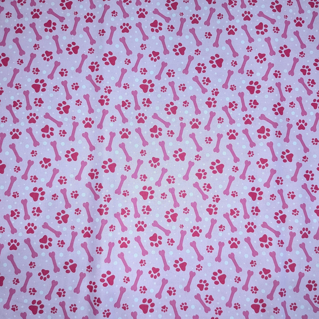 David Textiles ~ PAWS AND BONES (Potpourri of Novelty) ~ Blue, Green, or Pink ~ Sold by the 1/2 Yard