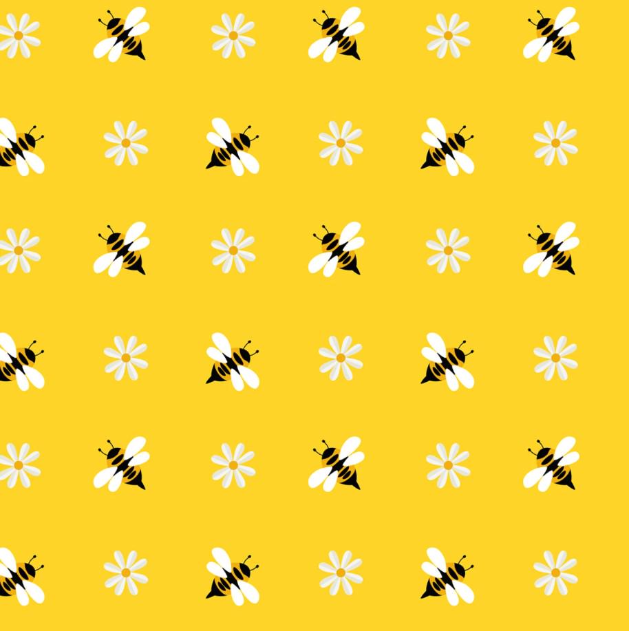 David Textiles ~ SIMPLE BEES (Potpourri of Novelty) ~ Yellow ~ Sold by the 1/2 Yard