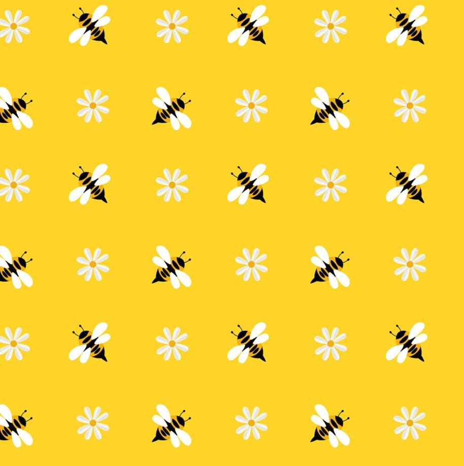 David Textiles ~ SIMPLE BEES (Potpourri of Novelty) ~ Yellow ~ Sold by the 1/2 Yard