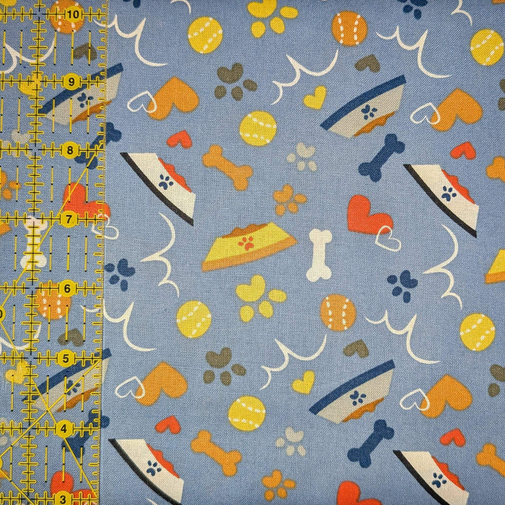 David Textiles ~ GOOD PUPPY PLAY (Potpourri of Novelty) ~ Lavender ~ Sold by the 1/2 Yard