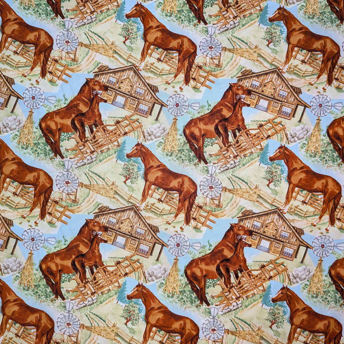 David Textiles ~ FARM HORSE (Potpourri of Novelty) ~ Multi ~ Sold by the 1/2 Yard