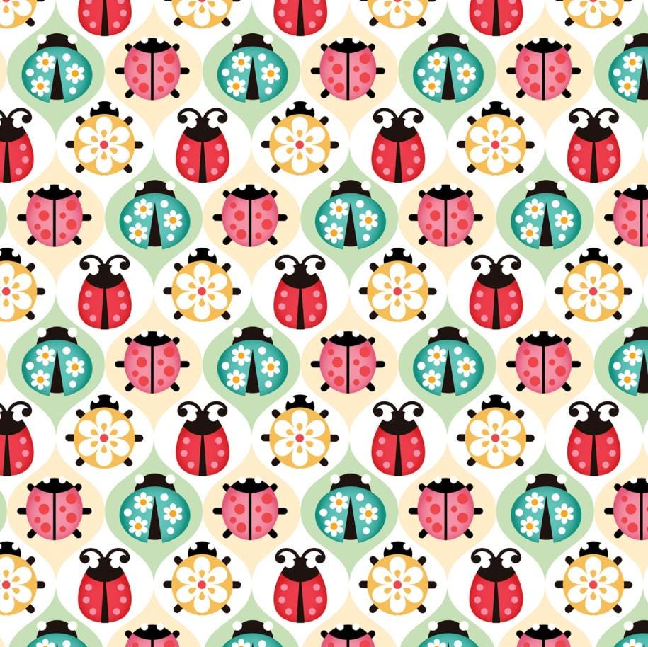 David Textiles ~ LADYBUG DIAMONDS (Potpourri of Novelty) ~ Multi ~ Sold by the 1/2 Yard