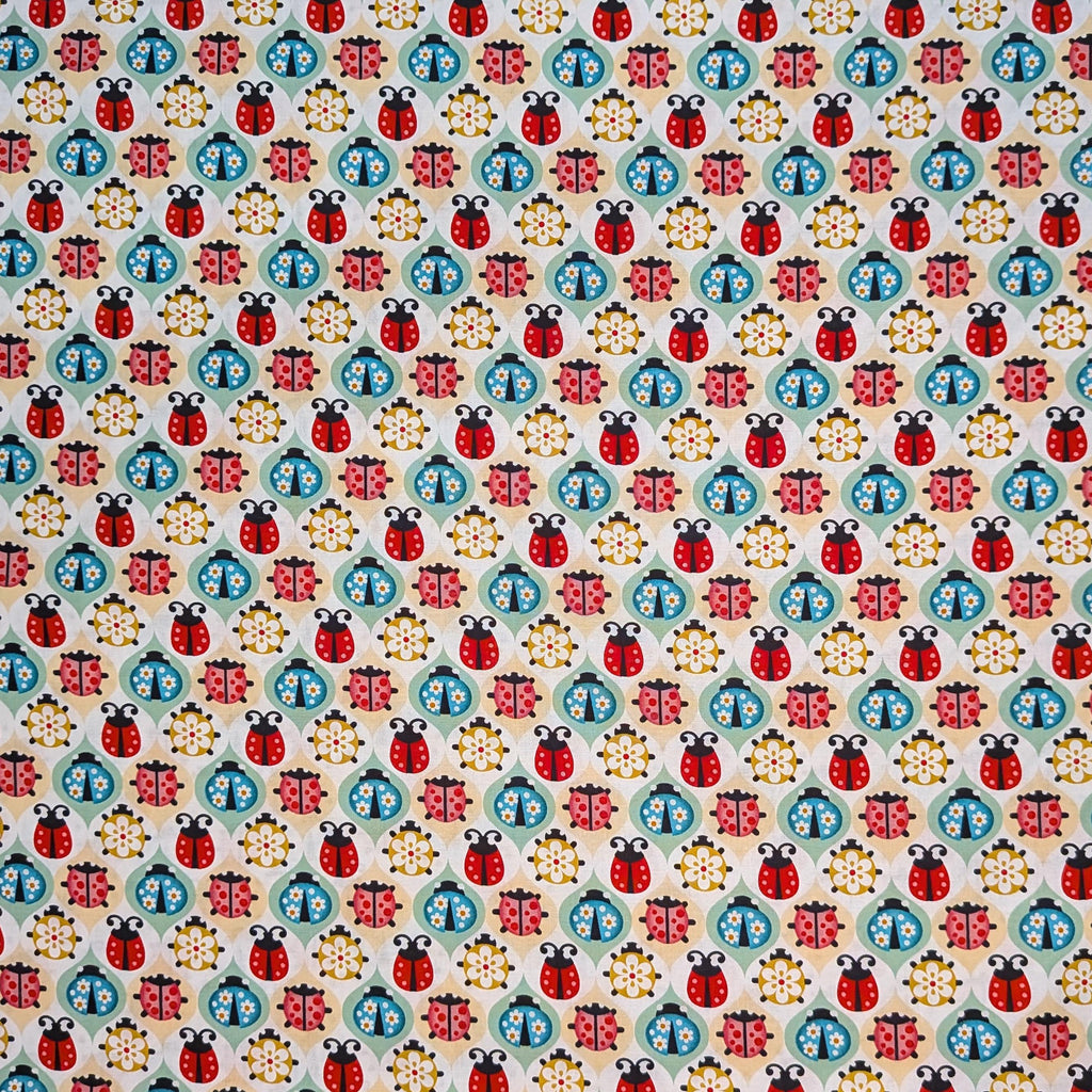 David Textiles ~ LADYBUG DIAMONDS (Potpourri of Novelty) ~ Multi ~ Sold by the 1/2 Yard