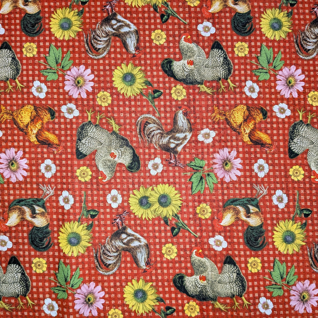 David Textiles ~ FARMHOUSE GINGHAM (Potpourri of Novelty) ~ Red ~ Sold by the 1/2 Yard