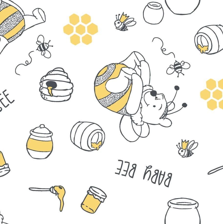 Springs Creative ~ Winnie The POOH BABY BEE (Licensed Print) ~ White ~ Sold by the 1/2 Yard