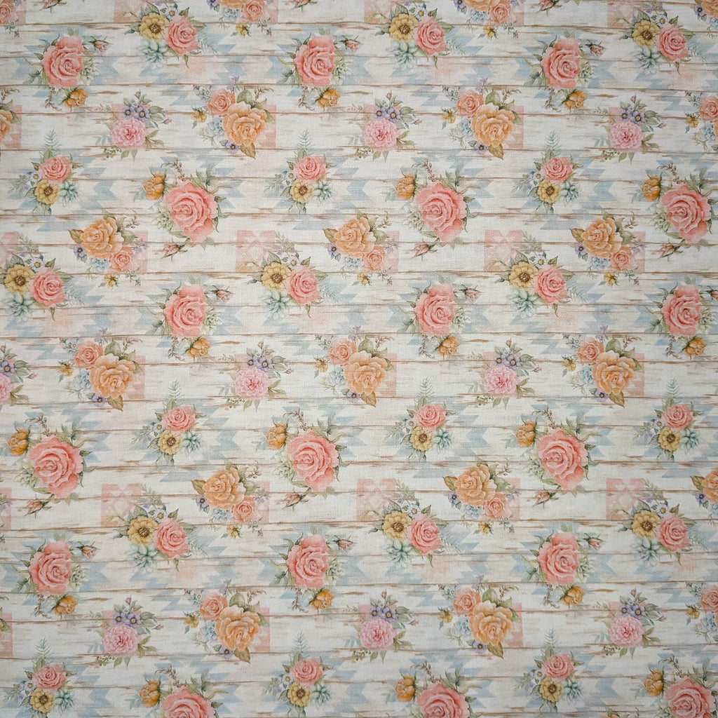 Springs Creative ~ Highland Ranch ~ COUNTRY ROSE ~ (Licensed Print) ~ Blue ~ Sold by the 1/2 Yard