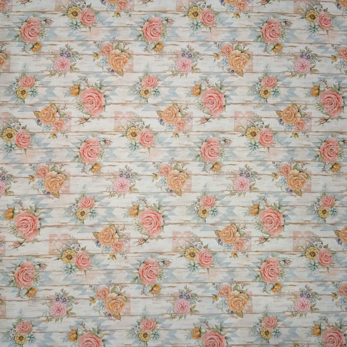 Springs Creative ~ Highland Ranch ~ COUNTRY ROSE ~ (Licensed Print) ~ Blue ~ Sold by the 1/2 Yard