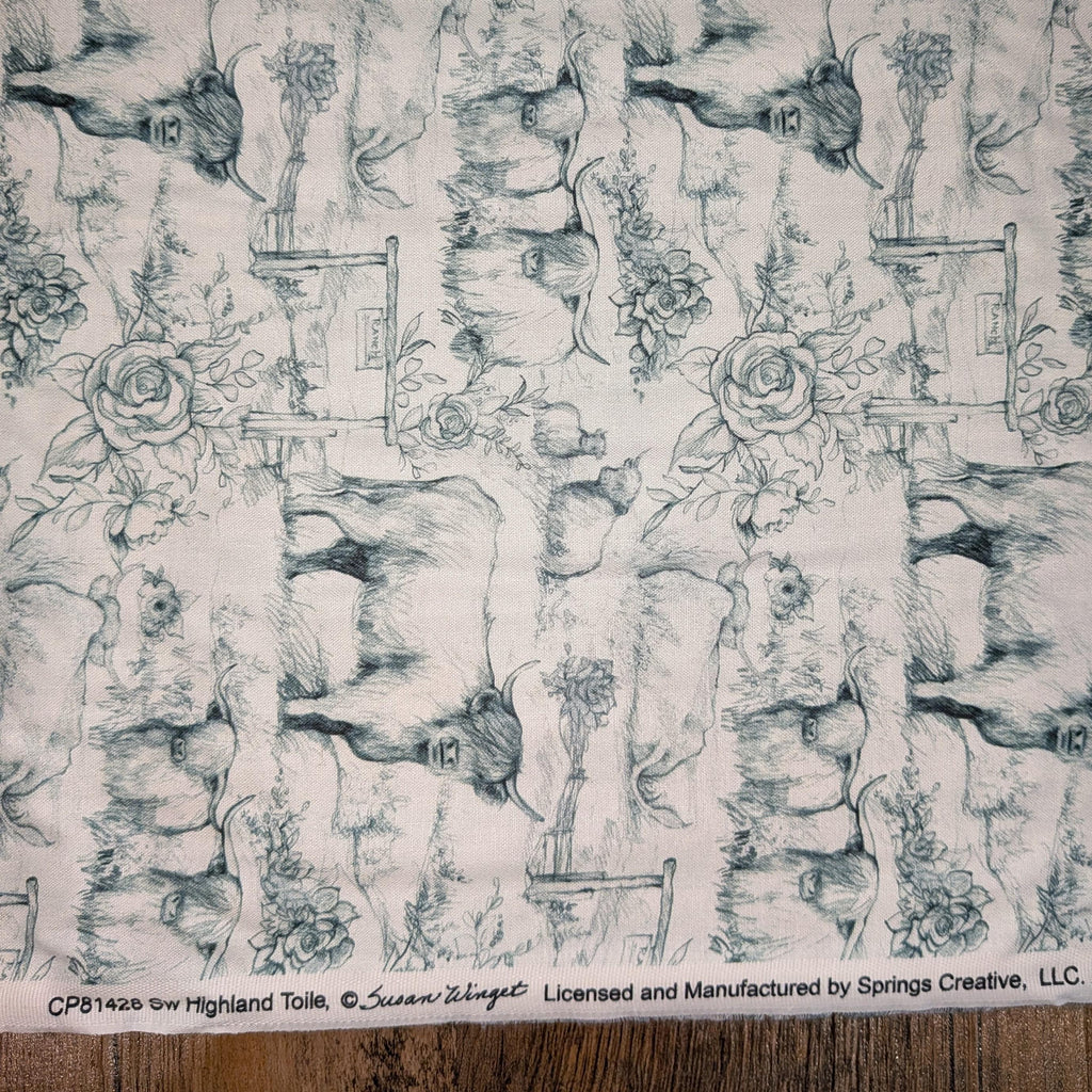 Springs Creative ~ Highland Ranch ~ TOILE ~ (Licensed Print) ~ Blue ~ Sold by the 1/2 Yard