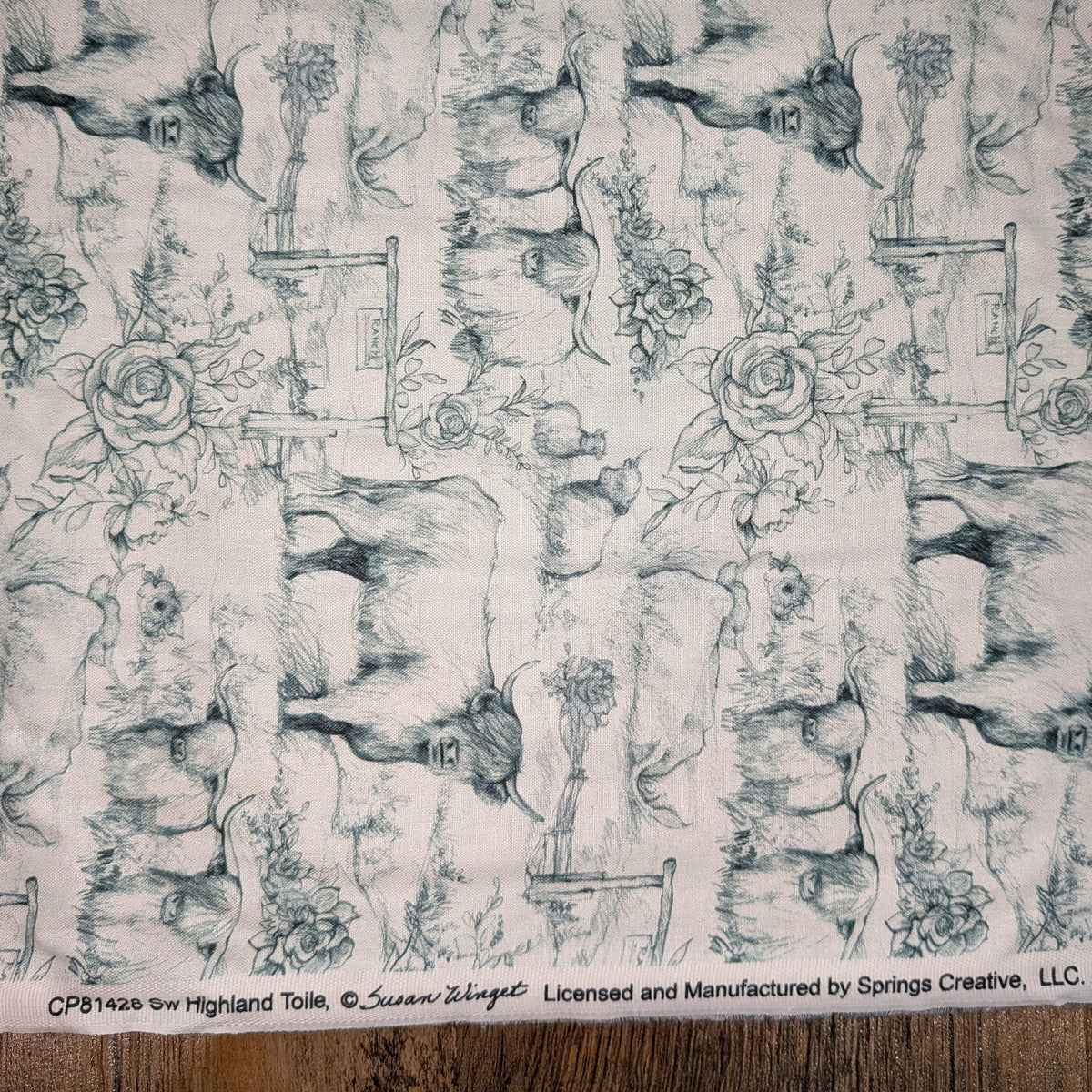 Springs Creative ~ Highland Ranch ~ TOILE ~ (Licensed Print) ~ Blue ~ Sold by the 1/2 Yard
