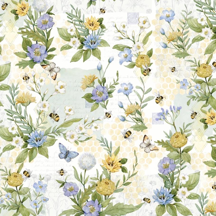 Springs Creative ~ Sweet As Can Bee ~ FLORAL ~ (Licensed Print) ~ Multi ~ Sold by the 1/2 Yard