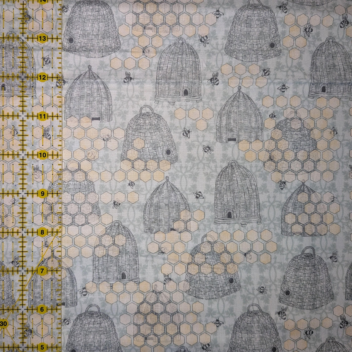 Springs Creative ~ Sweet As Can Bee ~ BEEHIVES and HONEYCOMB ~ (Licensed Print) ~ Gray ~ Sold by the 1/2 Yard