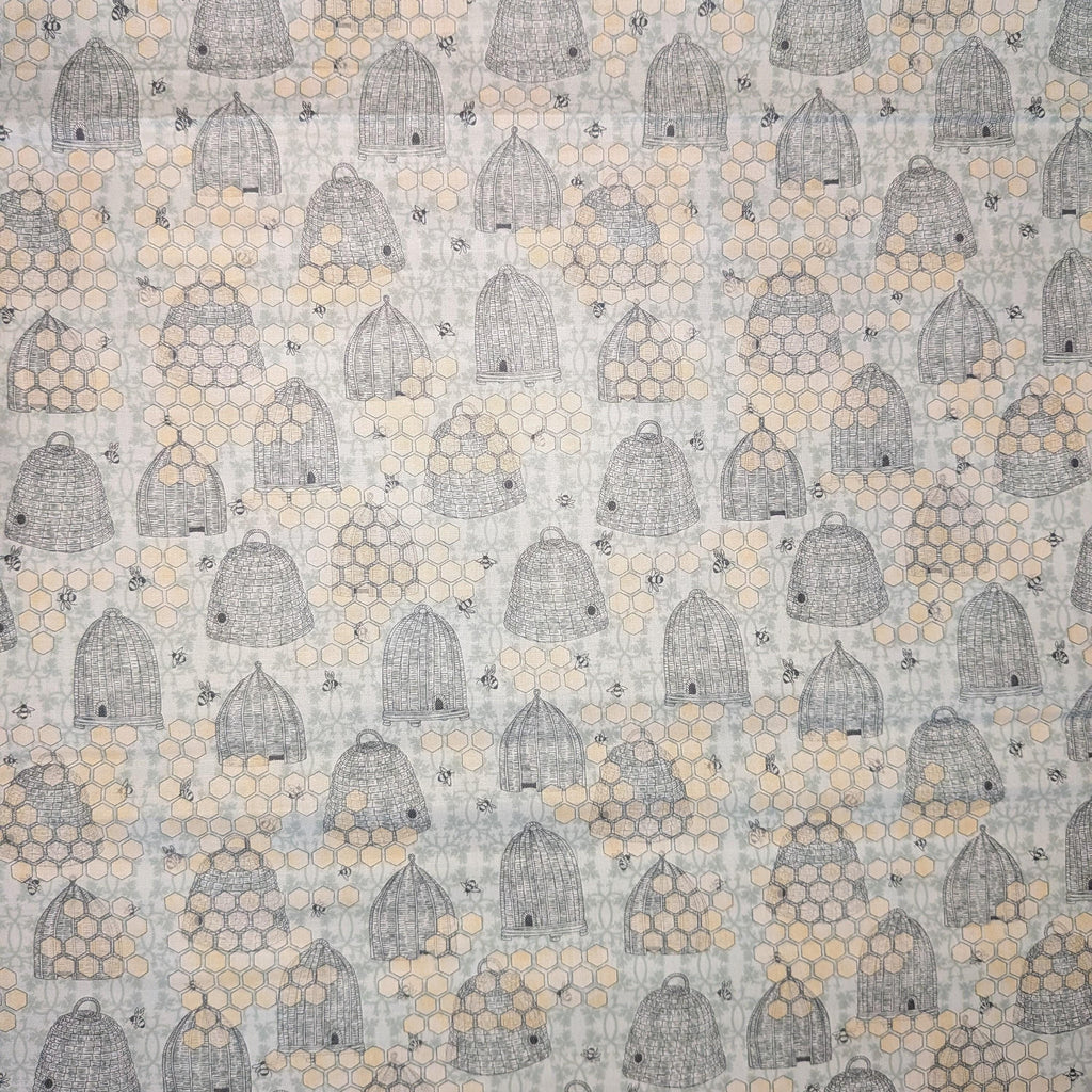 Springs Creative ~ Sweet As Can Bee ~ BEEHIVES and HONEYCOMB ~ (Licensed Print) ~ Gray ~ Sold by the 1/2 Yard