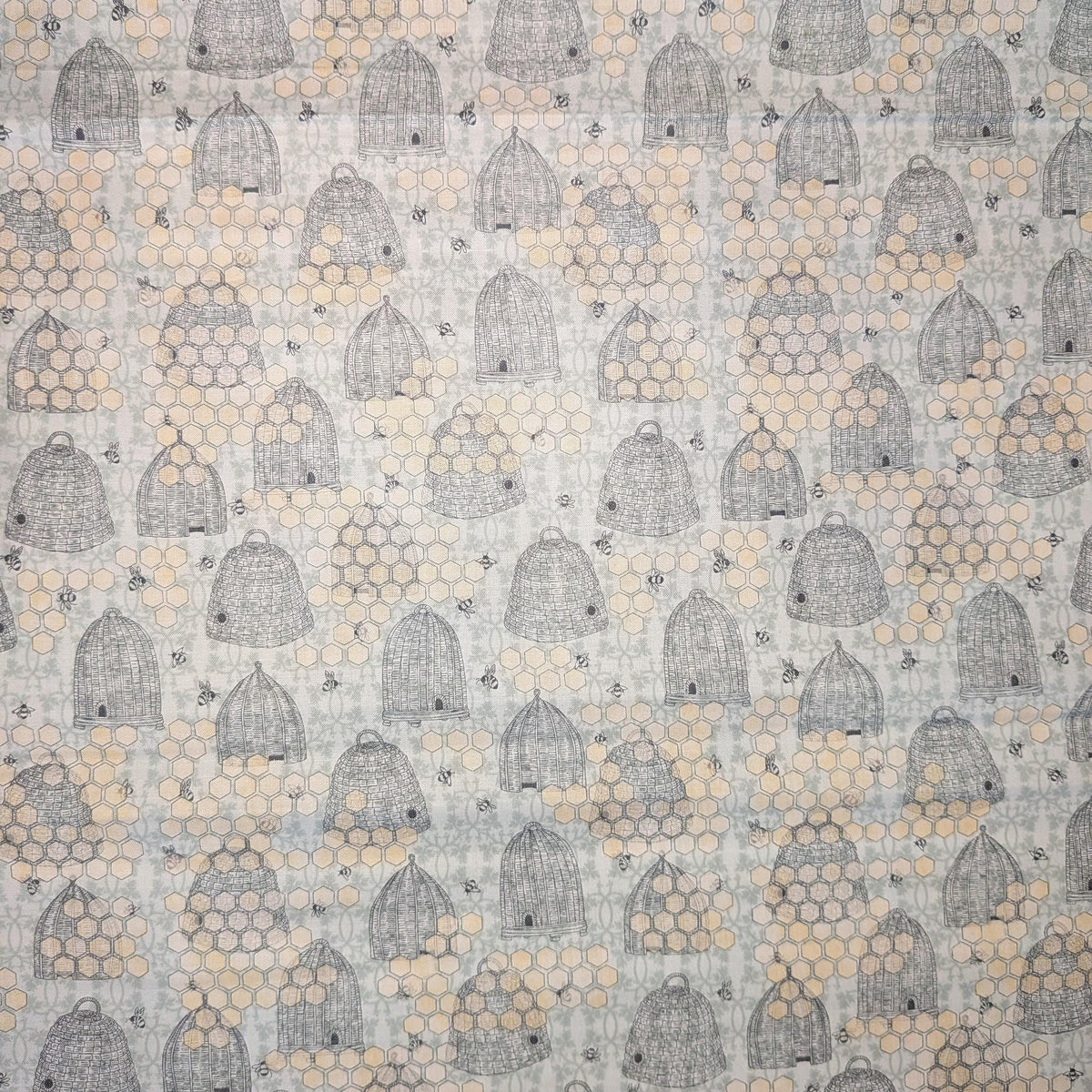 Springs Creative ~ Sweet As Can Bee ~ BEEHIVES and HONEYCOMB ~ (Licensed Print) ~ Gray ~ Sold by the 1/2 Yard