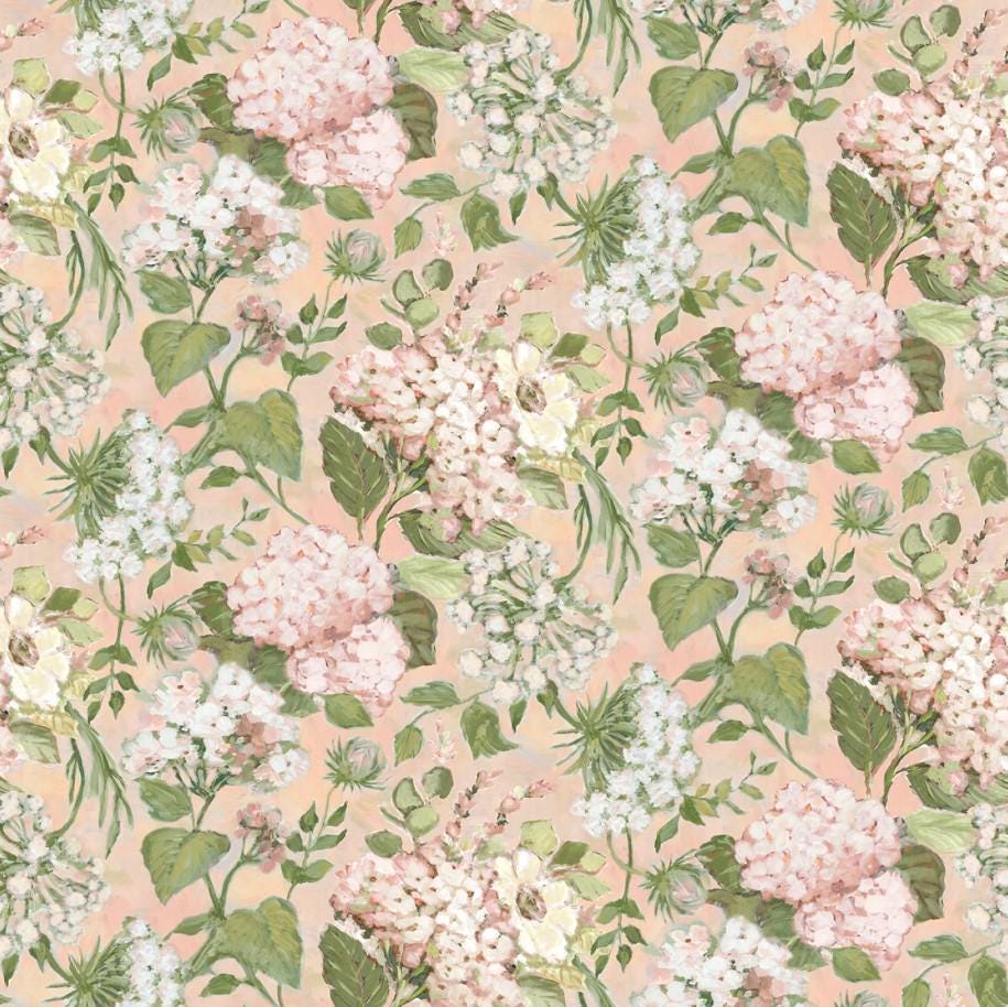 Springs Creative ~ Hydrangea ~ PACKED FLORAL ~ (Licensed Print) ~ Multi ~ Sold by the 1/2 Yard