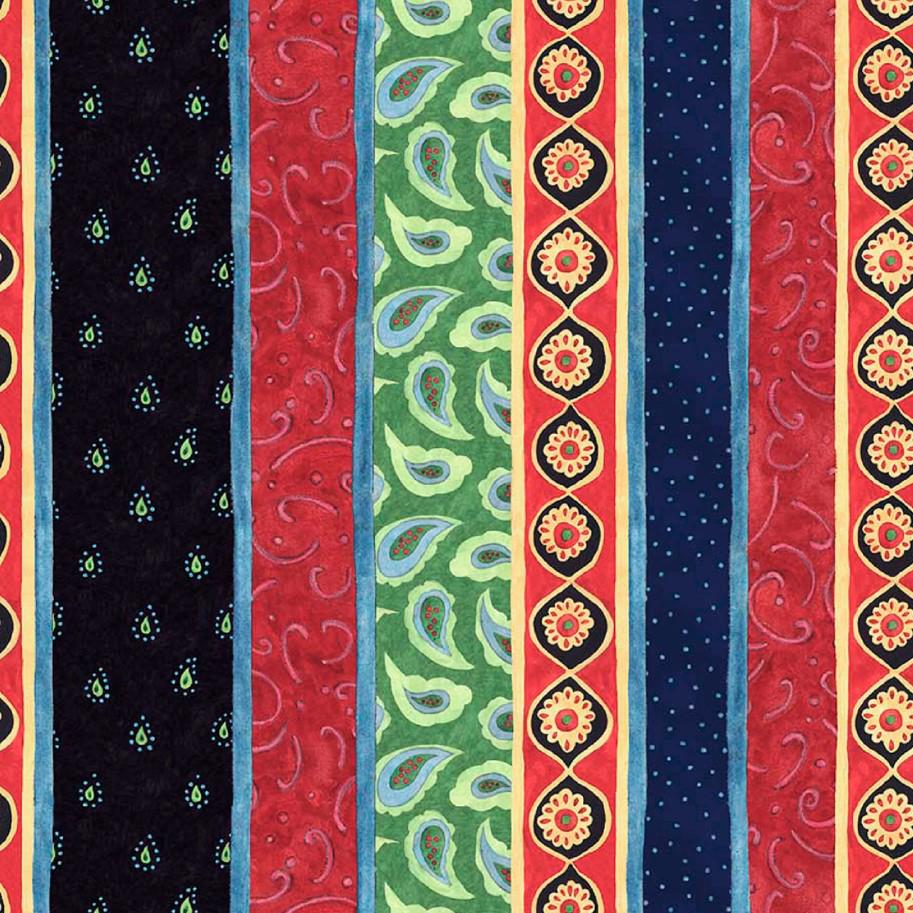 Springs Creative ~ Calico Red ~ STRIPE ~ (Licensed Print) ~ Multi ~ Sold by the 1/2 Yard