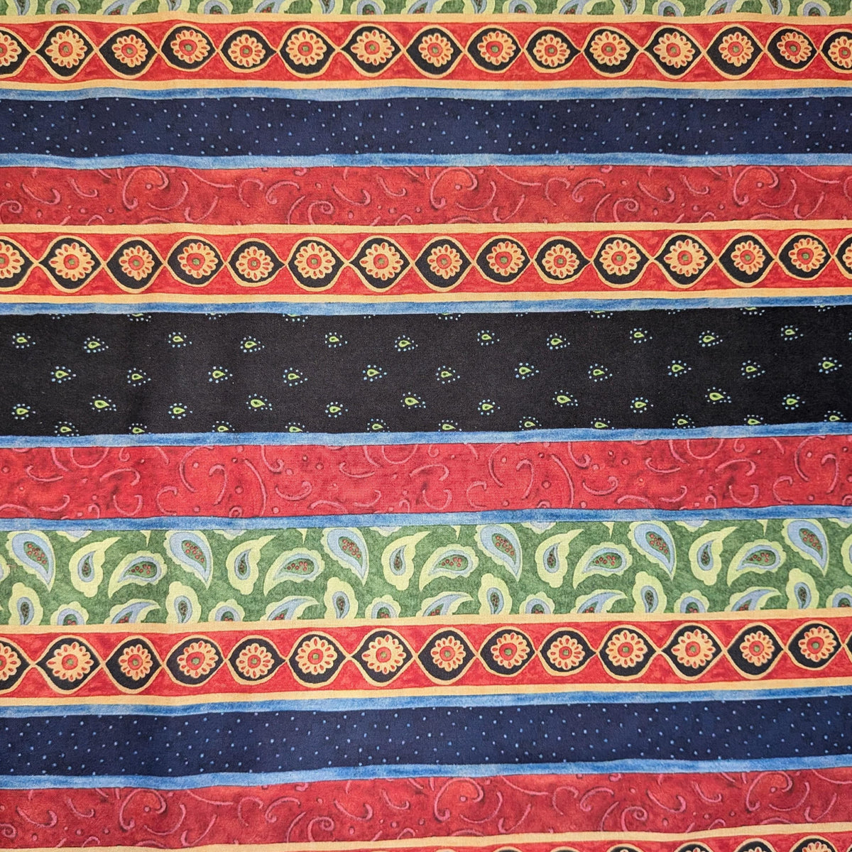 Springs Creative ~ Calico Red ~ STRIPE ~ (Licensed Print) ~ Multi ~ Sold by the 1/2 Yard