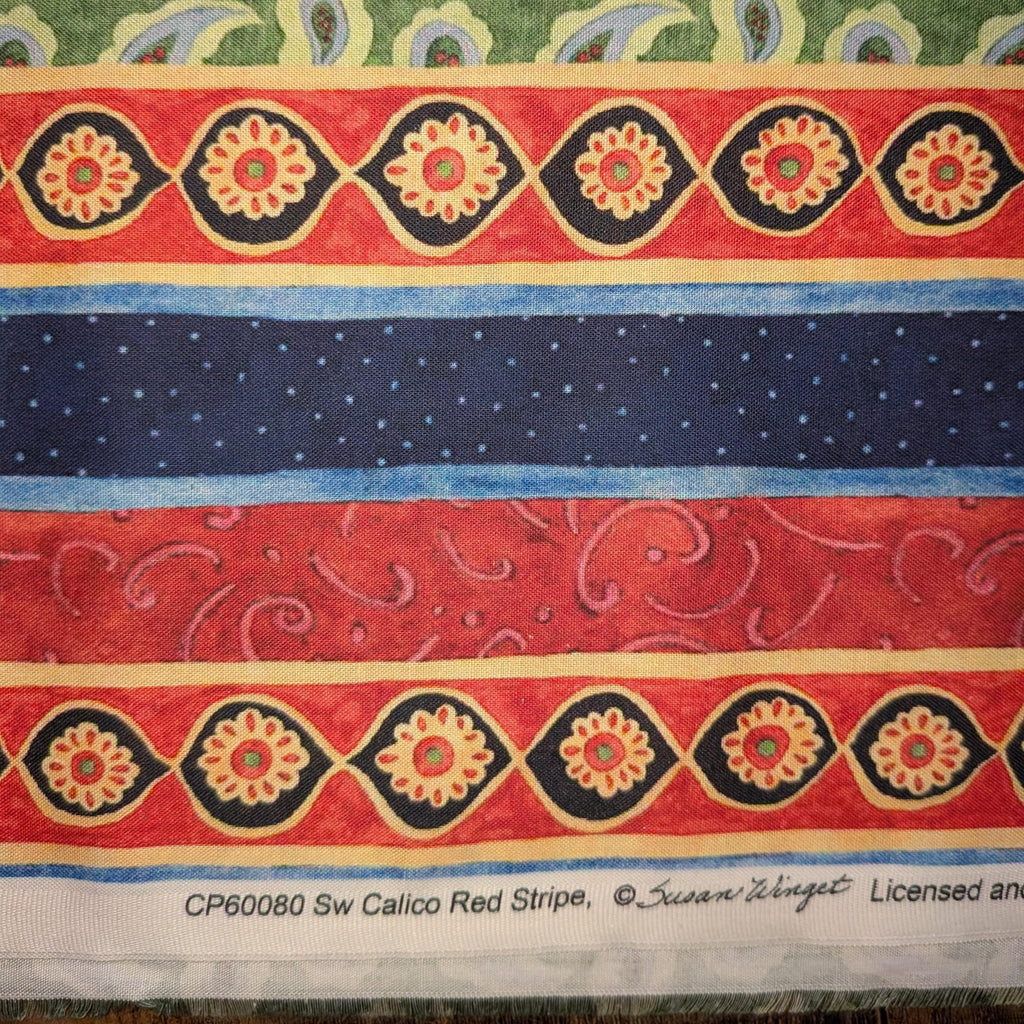 Springs Creative ~ Calico Red ~ STRIPE ~ (Licensed Print) ~ Multi ~ Sold by the 1/2 Yard