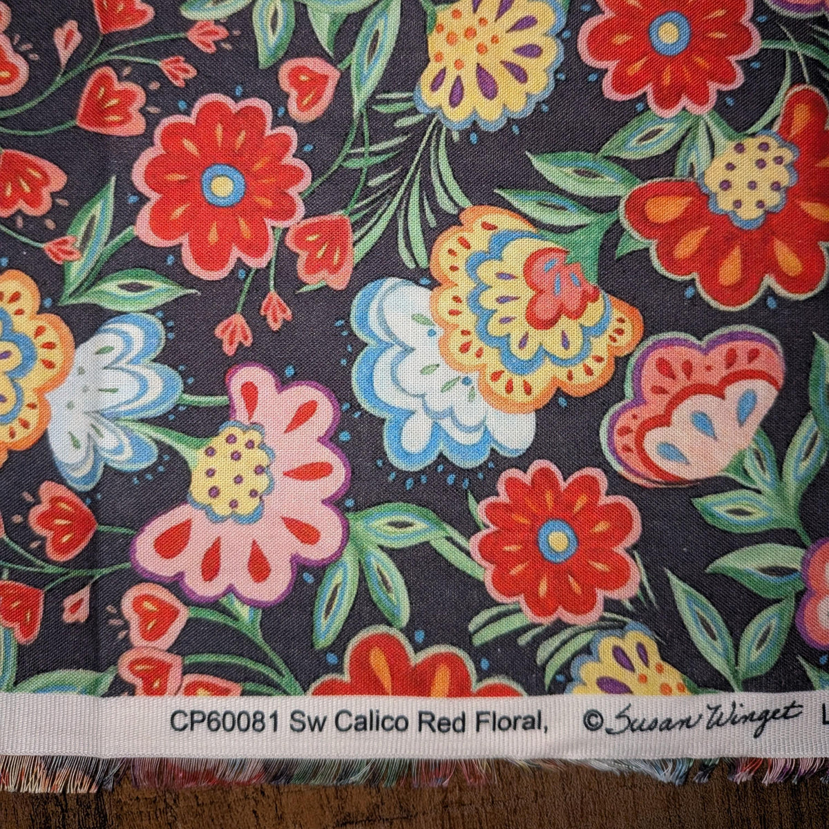 Springs Creative ~ Calico Red ~ FLORAL ~ (Licensed Print) ~ Multi ~ Sold by the 1/2 Yard