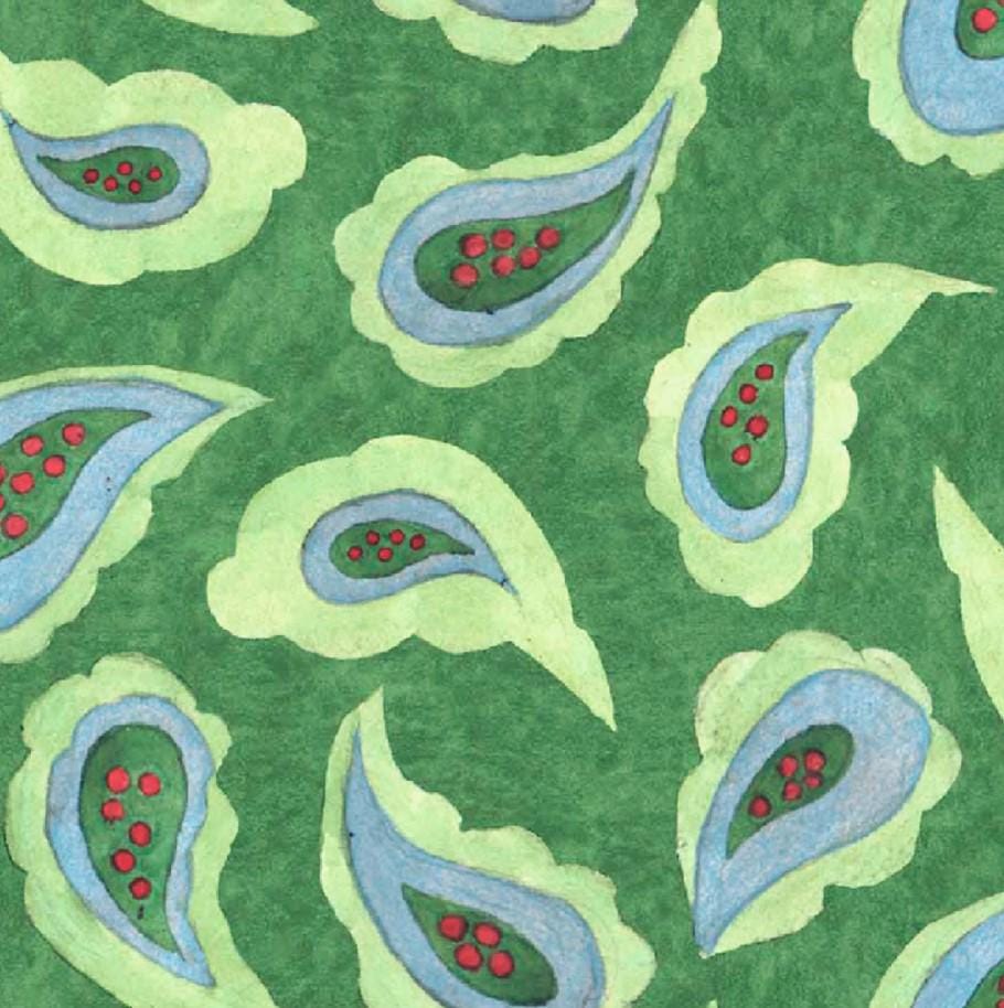 Springs Creative ~ Calico Red ~ PAISLEY ~ (Licensed Print) ~ Green ~ Sold by the 1/2 Yard