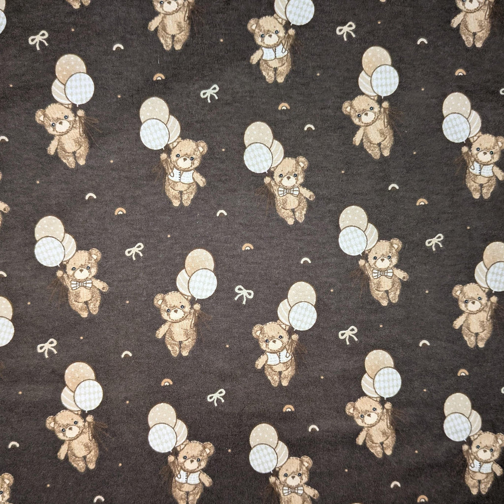 Camelot Fabrics ~ TEDDY BEAR'S Adventures ~ FLANNEL ~ Dark Brown ~ Sold by the 1/2 Yard