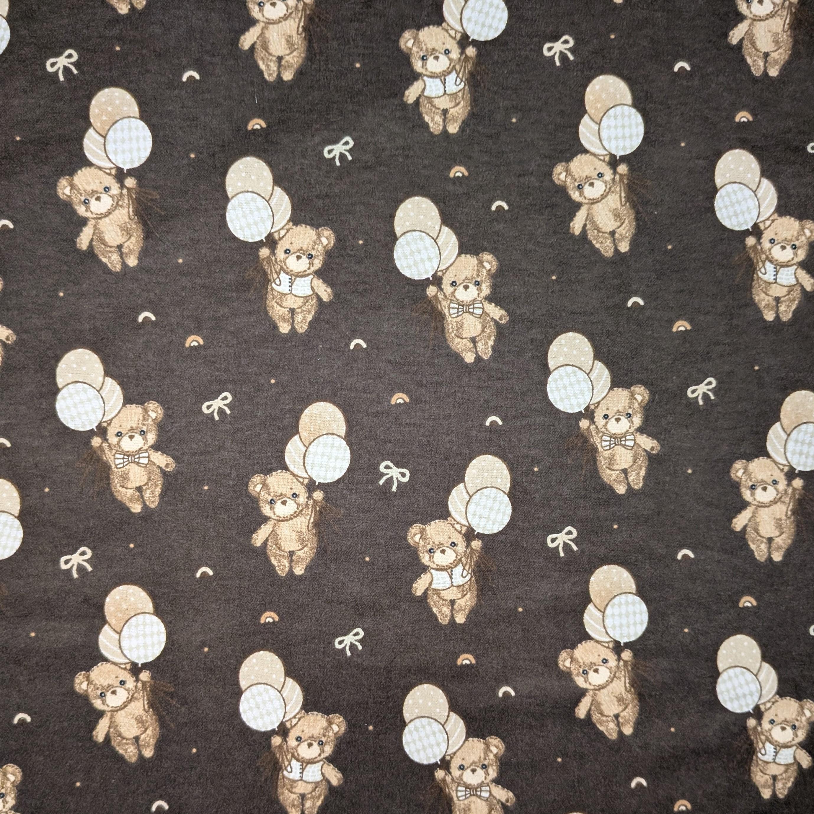 Camelot Fabrics ~ TEDDY BEAR'S Adventures ~ FLANNEL ~ Dark Brown ~ Sold by the 1/2 Yard