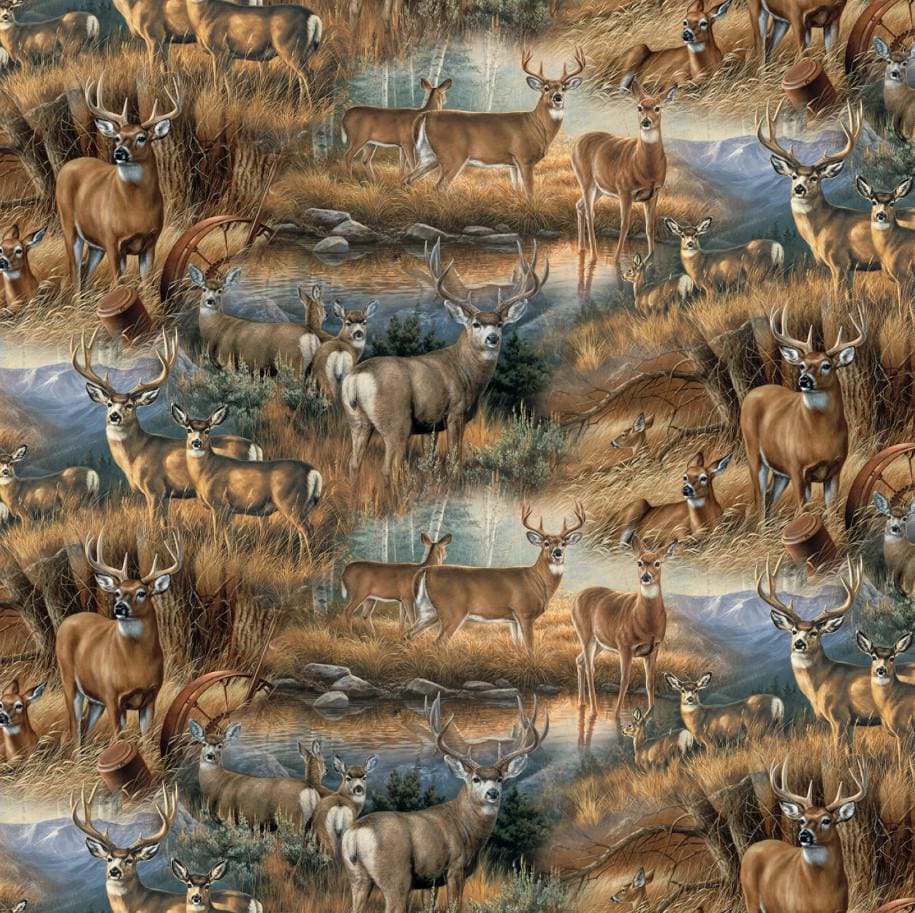 David Textiles ~ DEER GLANCE (Potpourri of Novelty) ~ Multi ~ Sold by the 1/2 Yard
