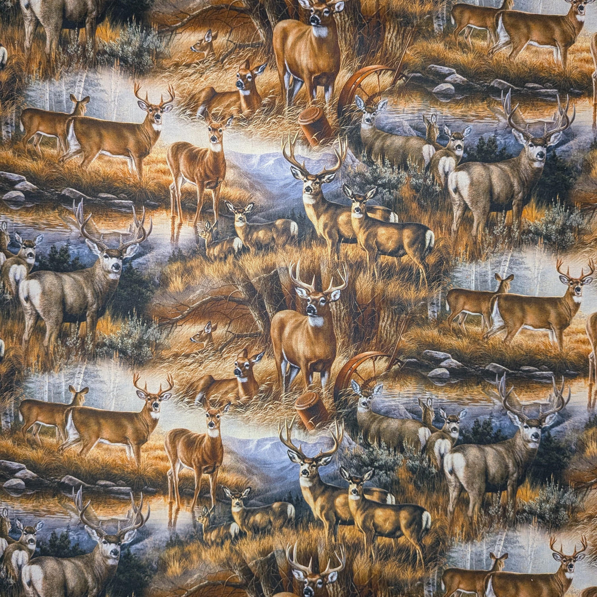 David Textiles ~ DEER GLANCE (Potpourri of Novelty) ~ Multi ~ Sold by the 1/2 Yard
