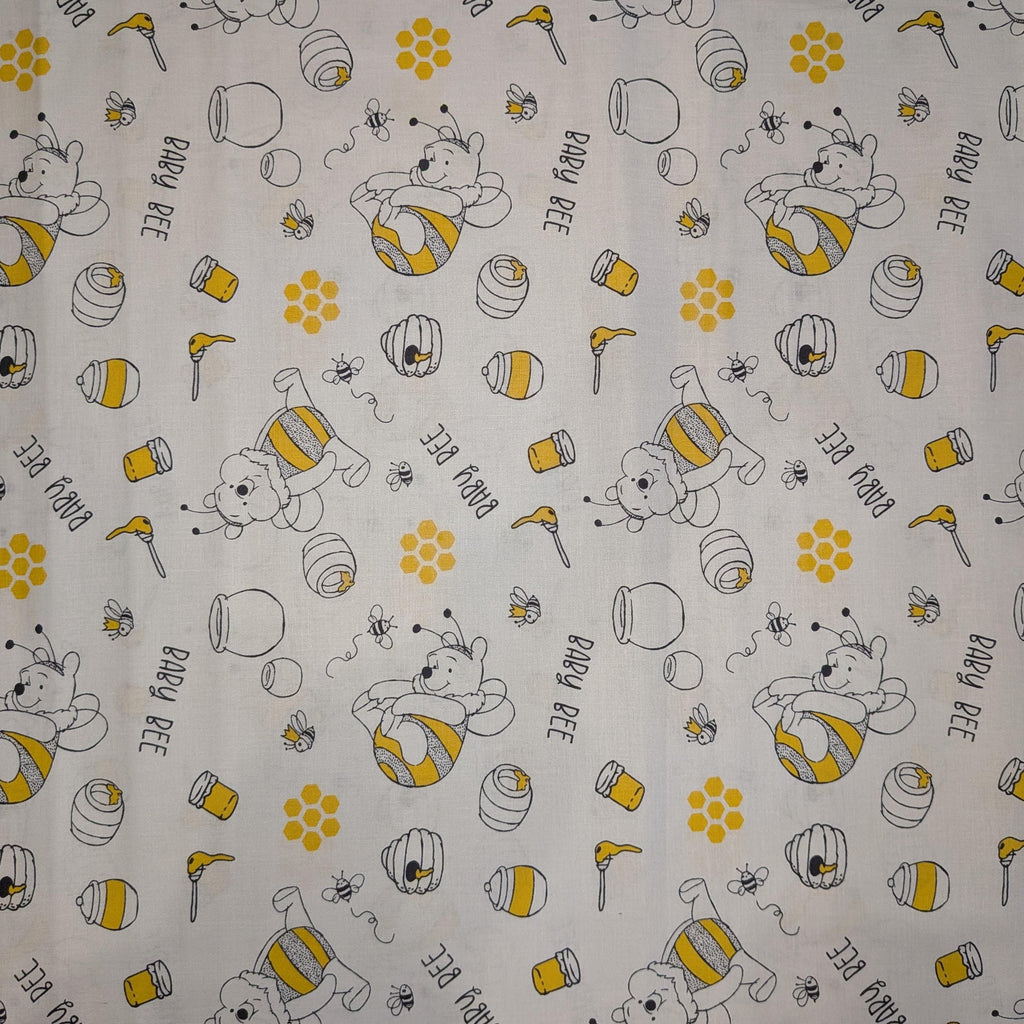 Springs Creative ~ Winnie The POOH BABY BEE (Licensed Print) ~ White ~ Sold by the 1/2 Yard