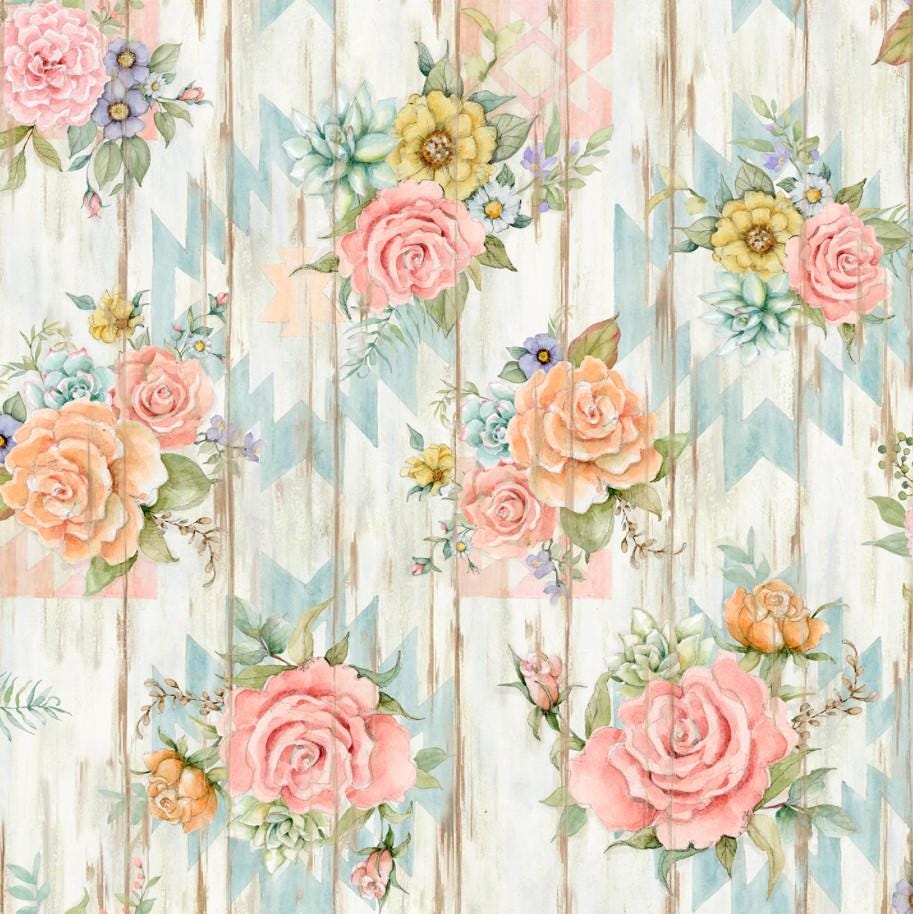 Springs Creative ~ Highland Ranch ~ COUNTRY ROSE ~ (Licensed Print) ~ Blue ~ Sold by the 1/2 Yard