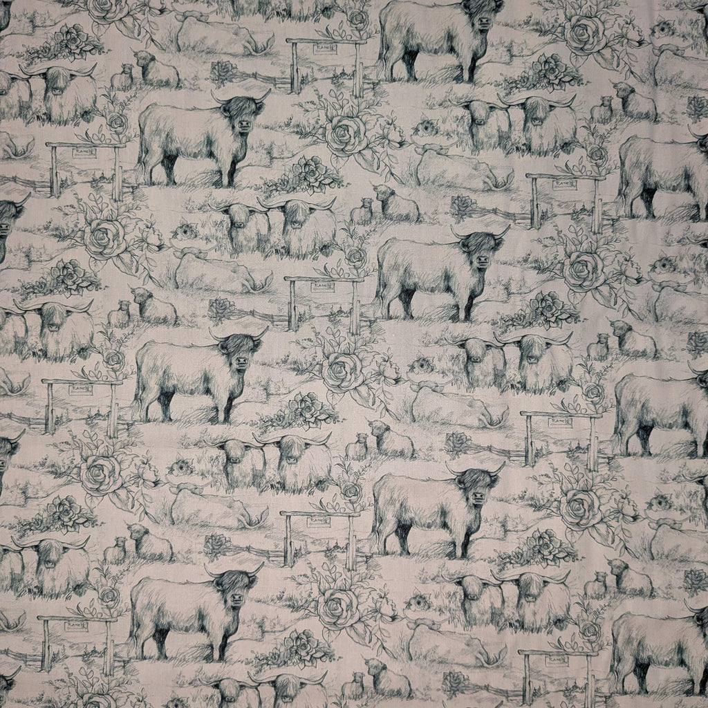 Springs Creative ~ Highland Ranch ~ TOILE ~ (Licensed Print) ~ Blue ~ Sold by the 1/2 Yard