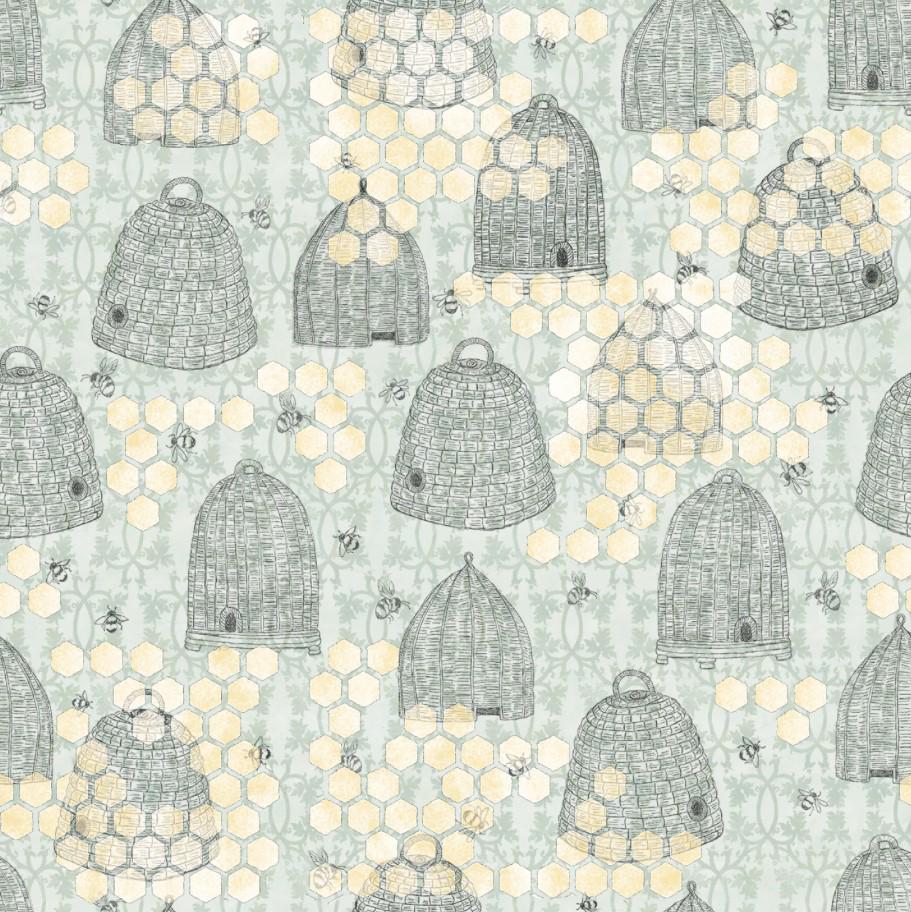 Springs Creative ~ Sweet As Can Bee ~ BEEHIVES and HONEYCOMB ~ (Licensed Print) ~ Gray ~ Sold by the 1/2 Yard